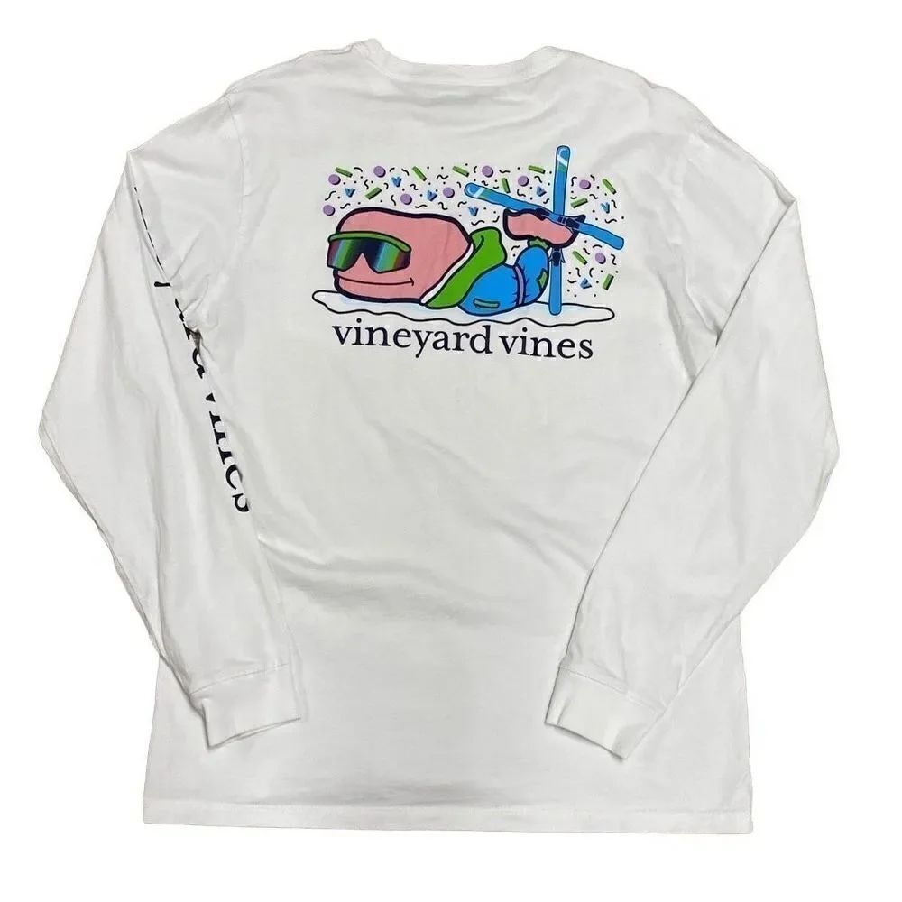 Vineyard Vines Apres Ski Bro Whale Long-Sleeve Pocket Tee Size Small